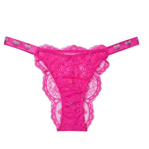 VS VERY SEXY Shine Strap Lace Brazilian Panty Hearts Small - Picture 2 of 15